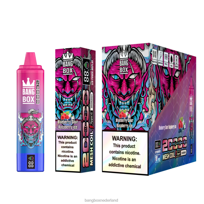 Bang Box 20.000 trekjes slim scherm bosbessenzuur frambozenijs - Bang Box Vape Review