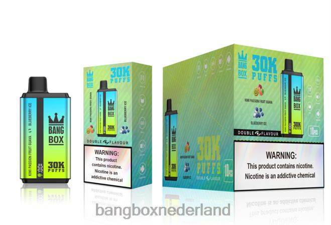 Bang Box 30.000 soesjes dubbele smaken Kiwi-passievrucht-guave en bosbessenijs - Bang Box Vape