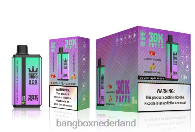 Bang Box 30.000 soesjes dubbele smaken aardbei-watermeloen & kiwi-passievrucht-guave - Bang Box Vapes