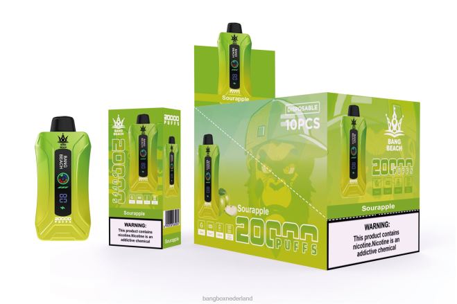 Bang Beach 20.000 trekjes slimme schermvape zure appel - Bang Box Vape