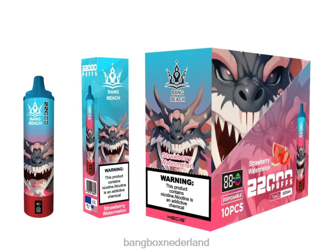 Bang Beach 22000 trekjes slim scherm aardbei watermeloen - Bang Box Vape Review